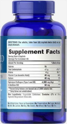 Puritans Pride Hydrolyzed Collagen 4000 mg 180 Caplets 2 Pack Memorial Day Puritan's Pride - фотография #3