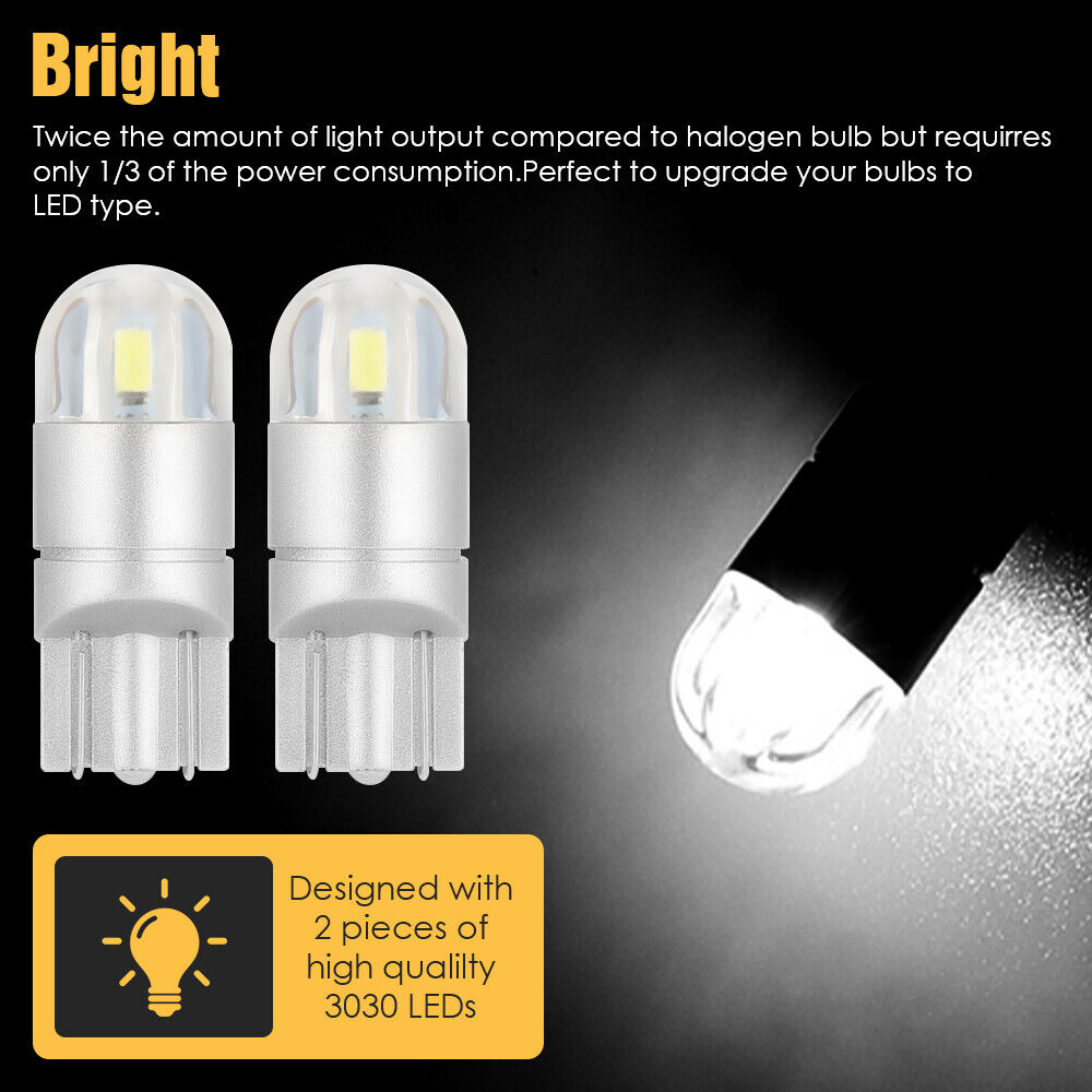 10pcs 194 LED Bulb T10 168 W5W Canbus White Dome License Side Marker Light 6000K isincer Does Not Apply - фотография #3