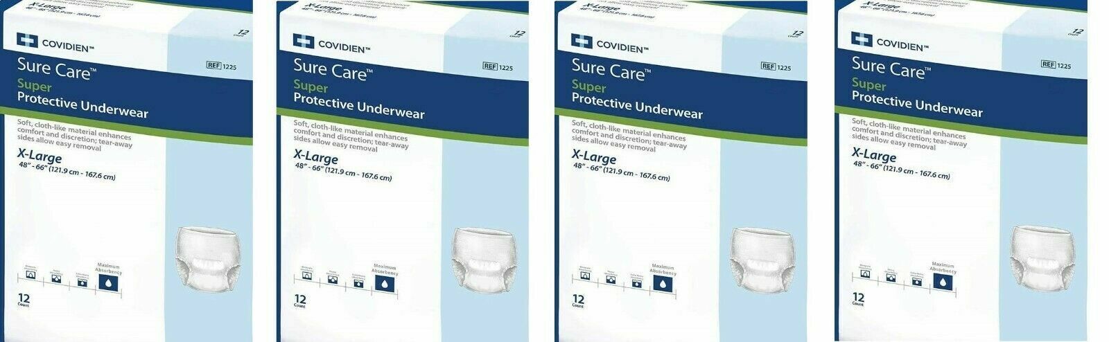 SureCare Protective Underwear EXTRA-HEAVY Absorbency Size XL 12 Each Lot of 4  SureCare 1225