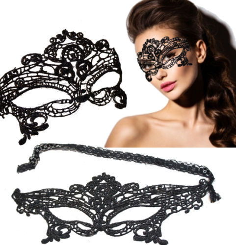 4x Black Lace Mask Masquerade Eye Face Eyemask Women Party Halloween Mardi Gras Black Lace Masquerade Mask - фотография #7