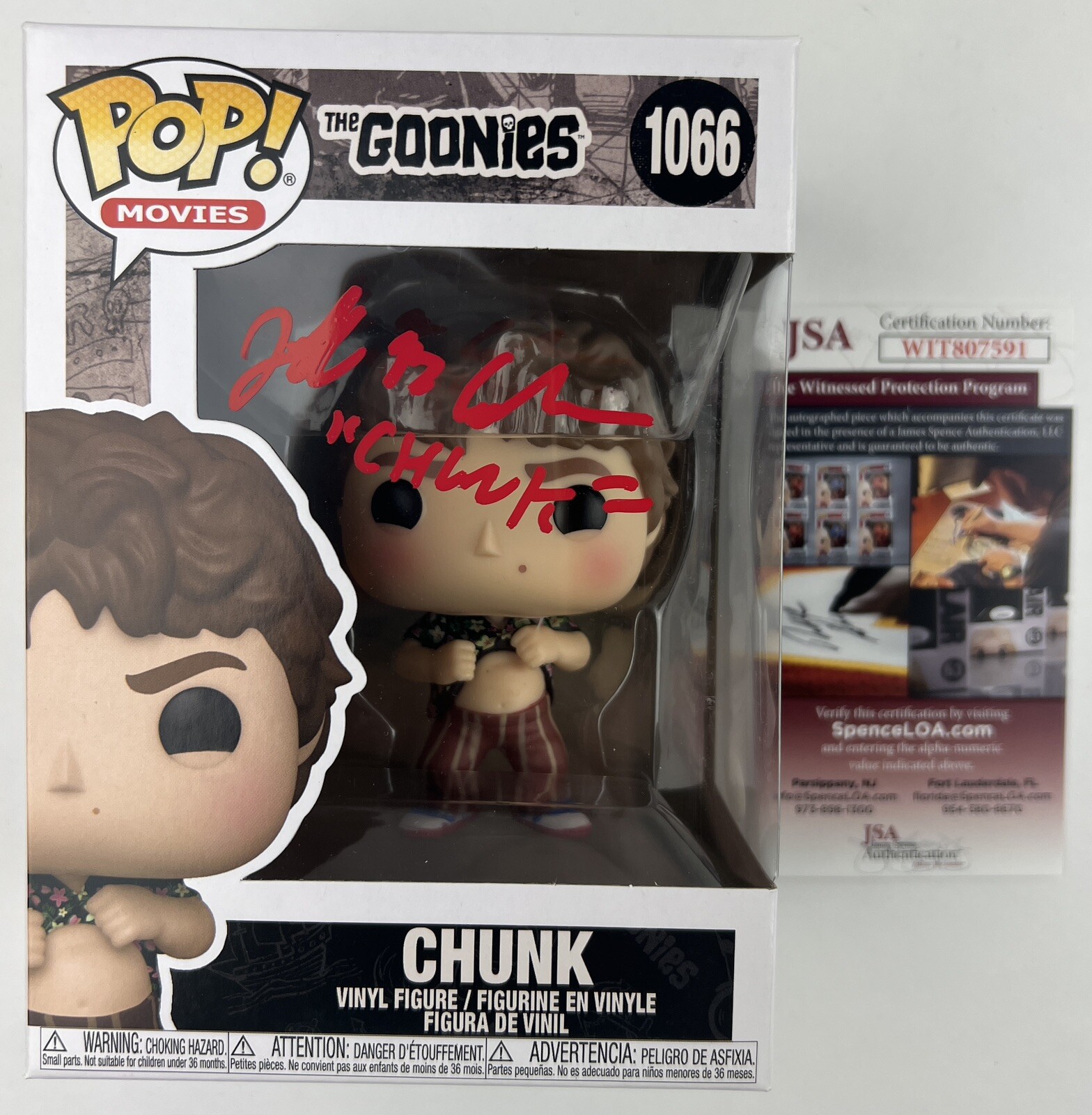 JEFF COHEN SEAN ASTIN KE HUY QUAN signed 3 Funko POP THE GOONIES CHUNK MIKEY JSA Без бренда - фотография #3