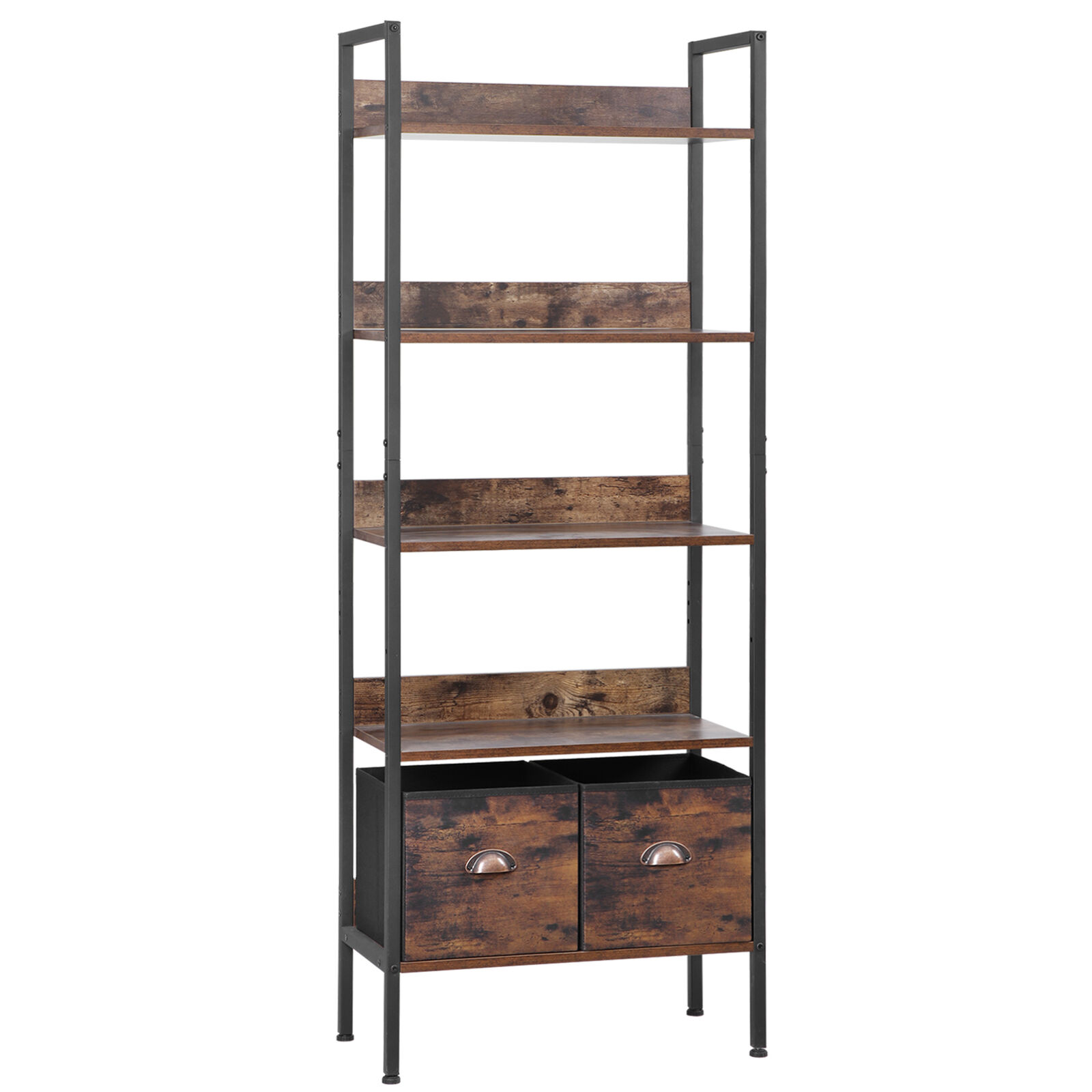 5 Tier Bookshelf Storage Organizer Industrial Display Standing Shelf Units Brown Segawe H01-3486 - фотография #14