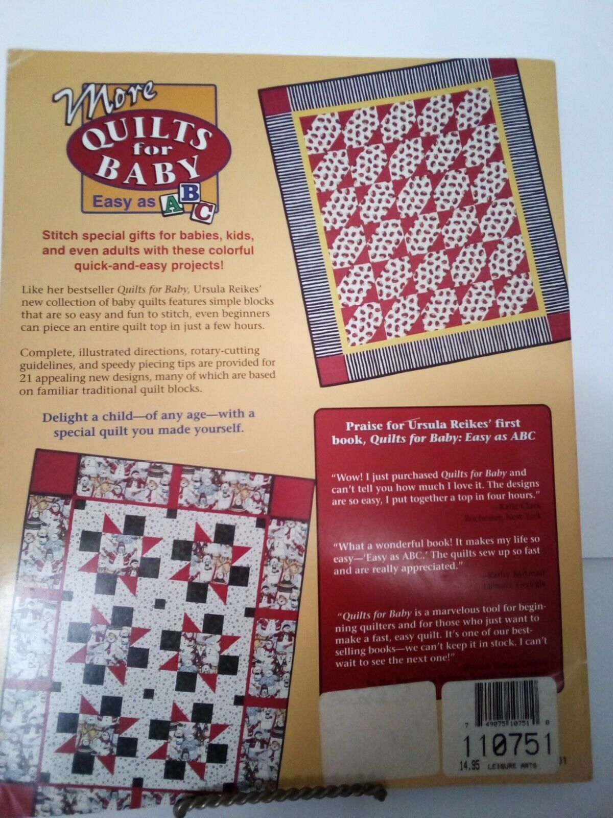Lot of 2 Baby Quilting Books ~ More Quilts for Baby & Taddpole Quilts for Baby Patchwork Place & Leisure Arts - фотография #3
