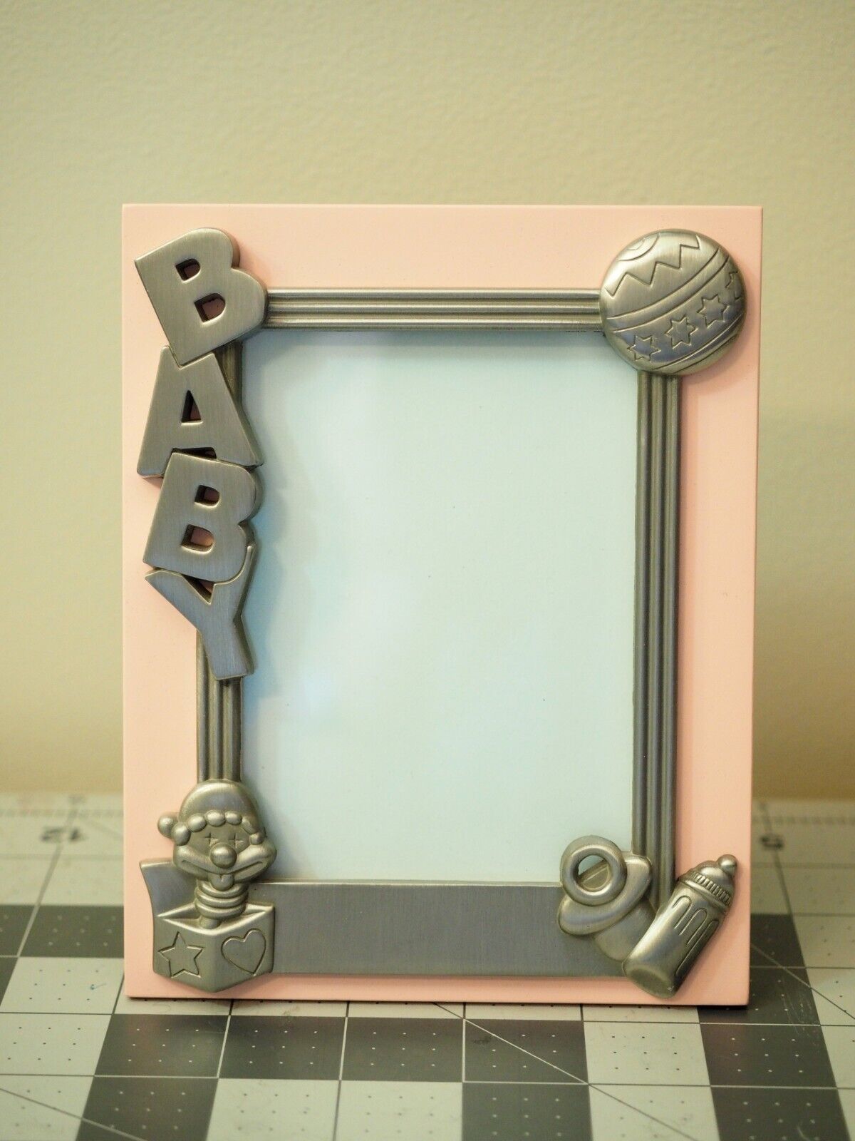 Silver & Pink "BABY" Girl Decorated Picture Frame(5x7 frame/3.5x5 picture size)  Unbranded Picture Frame