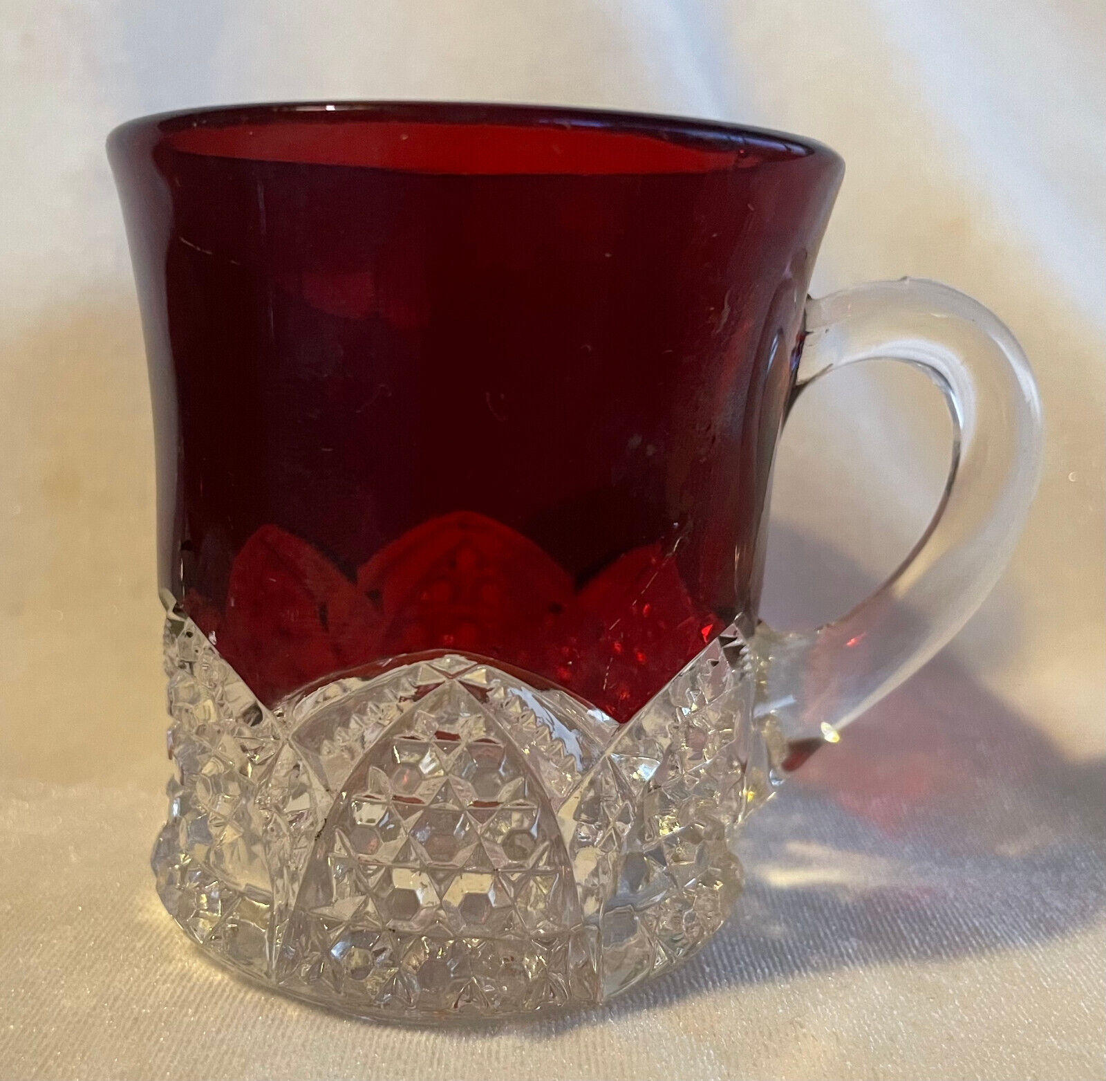 1900s EAPG Duncan Miller Button & Arches Ruby Flashed Mug and Bowl Set Без бренда - фотография #6