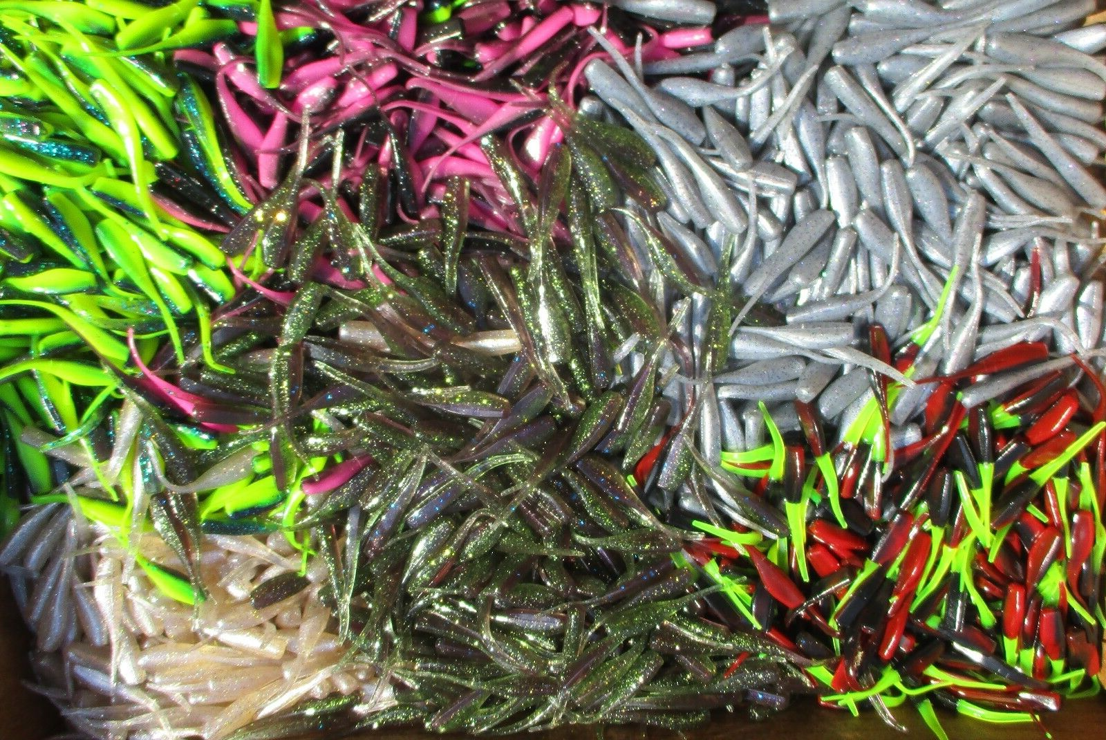50ct ASSORTED MIXTURE 2" STINGER SHAD GRUBS Crappie Fishing Lures Quiver Tail All American Tournament Quality Soft Plastic Baits 2StShadMinnow.ASST50ct