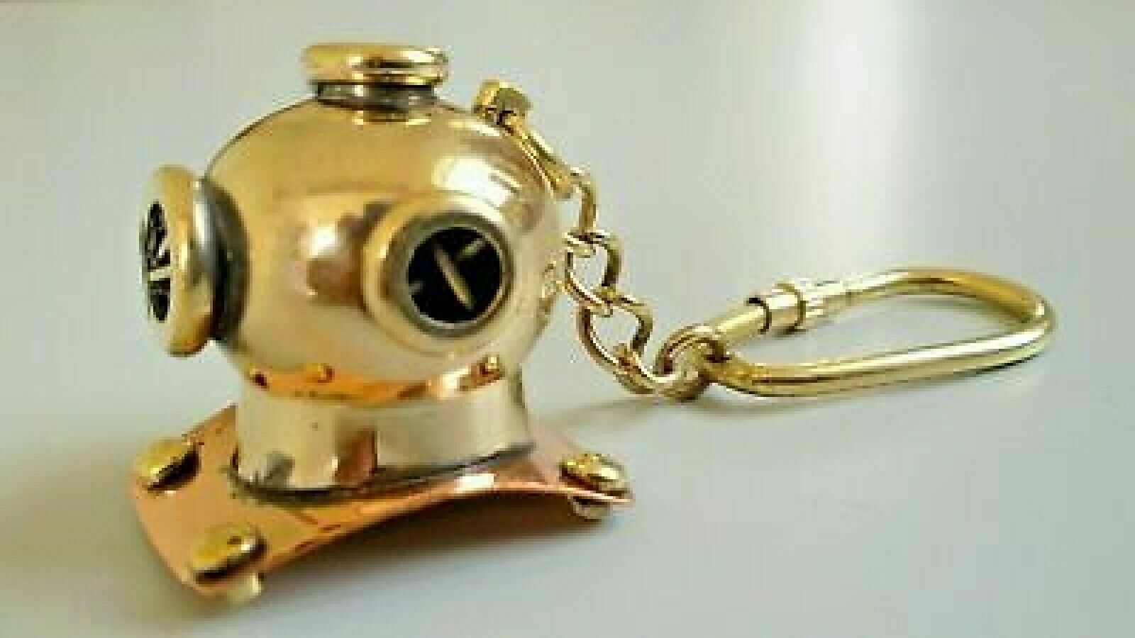 Lot Of 5 PCs Brass Nautical Antique Style Diving Key-chain Divers Helmet Rings  Без бренда - фотография #3