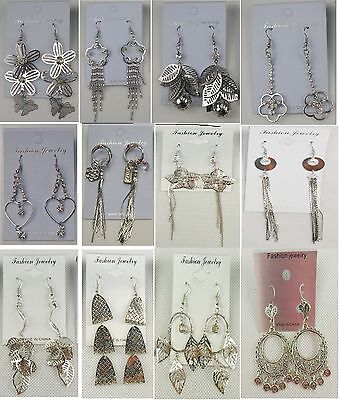 SU-2 Wholesale lot 12 pairs Fashion Dangle Silver Plated  Earrings US-SELLER Unbranded