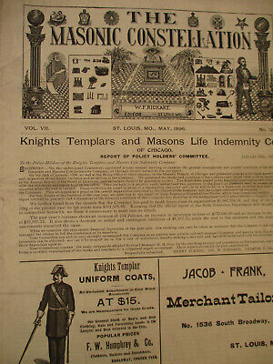 Masonic Constellation Freemasonry Antique Newspaper Knights Templar Mason 1894  Без бренда - фотография #2