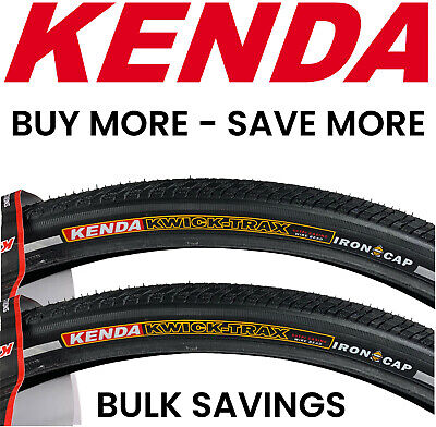 2PAK Kenda Kwick Trax 700 x 35c Road Hybrid Bike Tires Anti Puncture Reflective  Kenda 061R8288