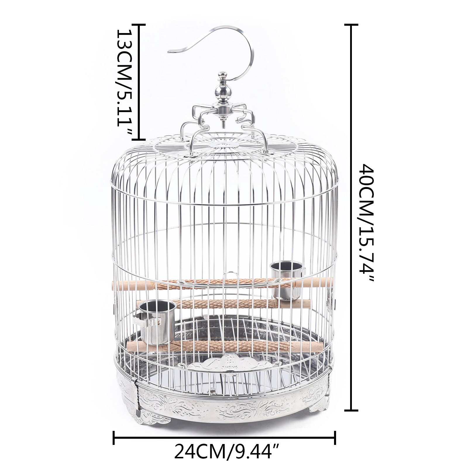 Stainless Steel Bird Cage Parrot Travel Carrier Hanging Cage Bird Perch Durable Unbranded - фотография #9