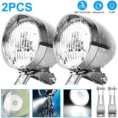 2Pcs Classical Vintage 3LED Bike Headlight Bicycle Retro Light Front Head Lamp Wowpartspro Does Not Apply
