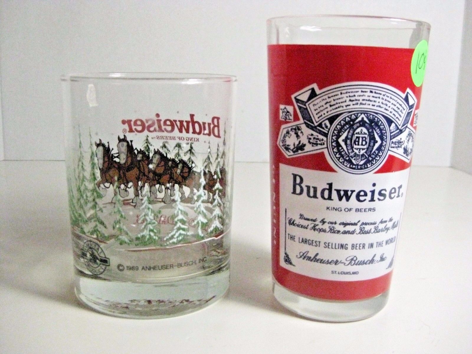  BUDWEISER BEER GLASSES ONE IS 1989 CLYDESDALES  BAR WARE 2 DIFFERENT TYPES Budweiser - фотография #2