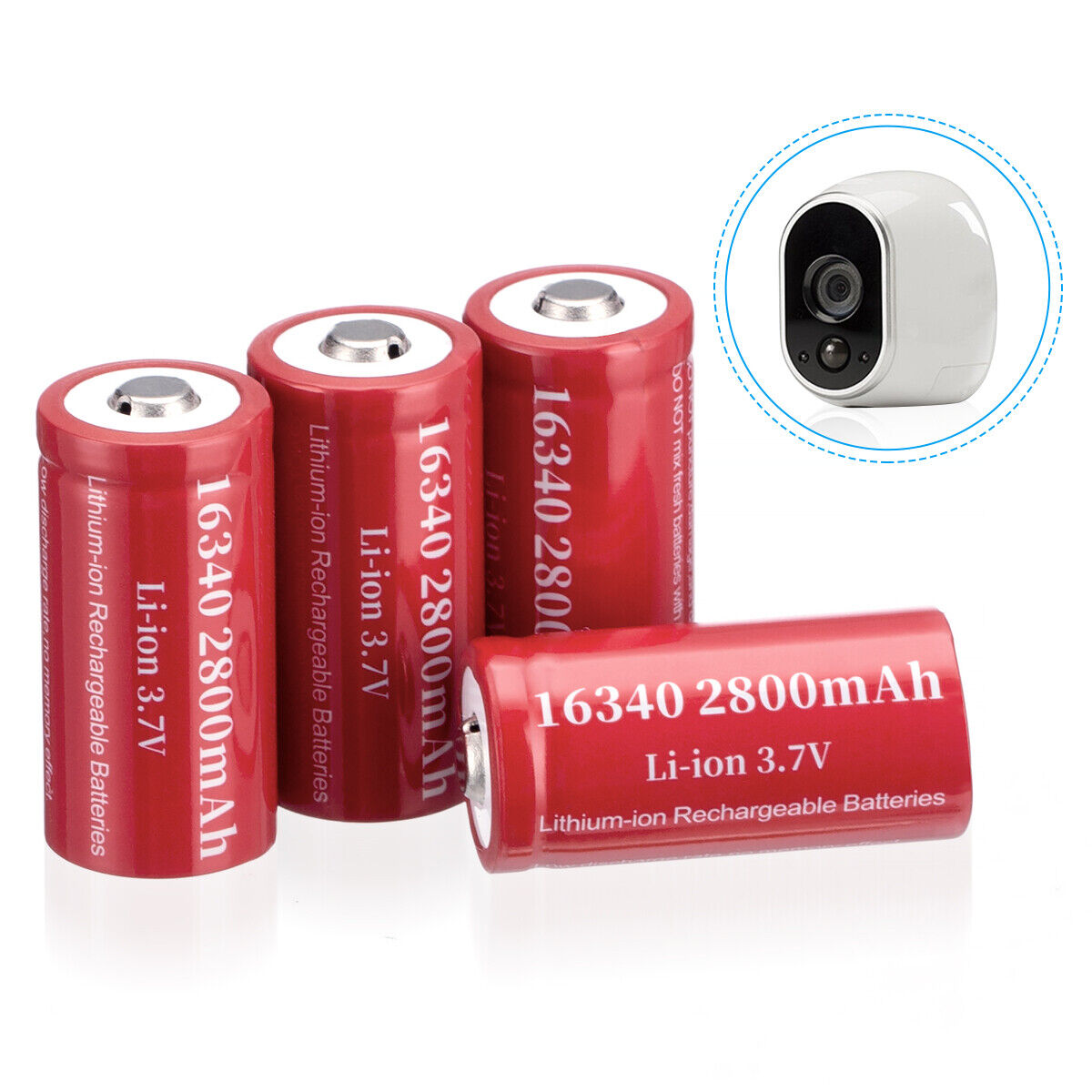 4pcs 16340 CR123A 2800mAh Li-Ion Rechargeable Battery for Arlo Security Camera Unbranded - фотография #2