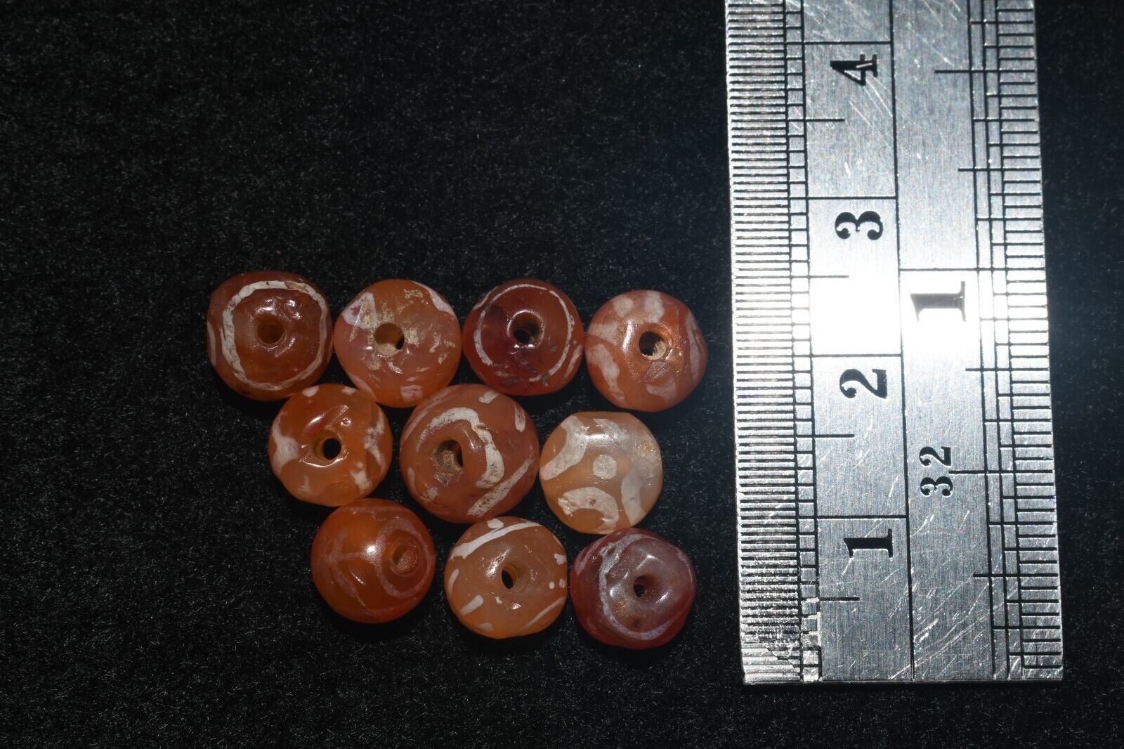 Authentic 10 Ancient Indus Valley Etched Round Carnelian Beads Ca. 2600-1700 BCE Без бренда - фотография #8