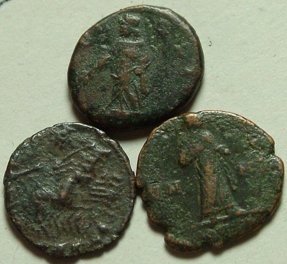 Lot 3 Ancient Roman coins Postumus issues Helena Pax Veiled Constantine quadriga Без бренда - фотография #5