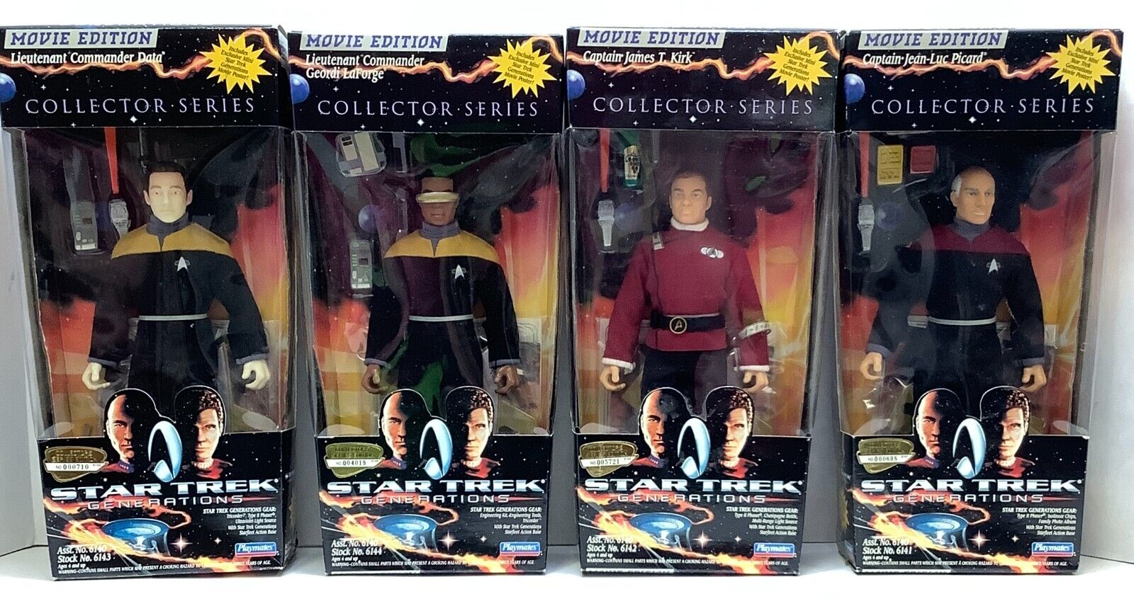 1994 Playmates Star Trek Movie Edition Collector Series 9" Figures~Lot of 4~NIB~ Playmates