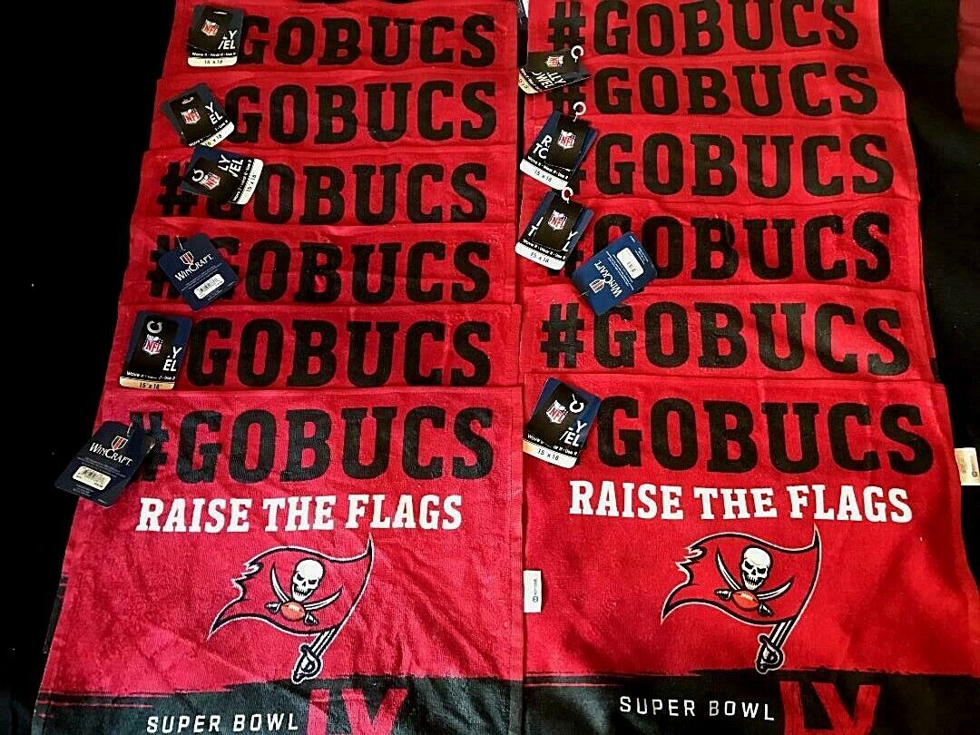 Pack of 12 Tampa Bay Buccaneers SB LV Championship Raise the Flag Towels   New Era