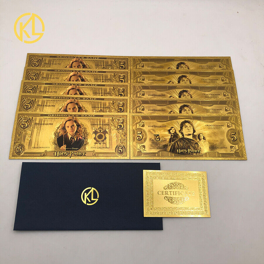 10pcs/set Harry Potter Hermione Collection Gold Banknotes For Fans Gift Kelin