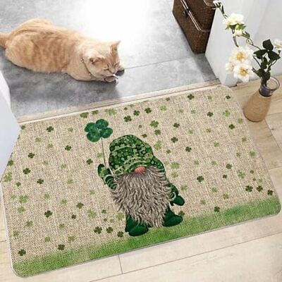  St Patricks Day Door Mat Green Gnome Lucky Sharmrock Rug Farmhouse Kitchen  Does not apply Does Not Apply - фотография #3