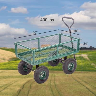 Garden Carts Yard Dump Wagon Cart Lawn Utility Cart Outdoor Steel Heavy Duty BestMassage HT87GREENFDW - фотография #7