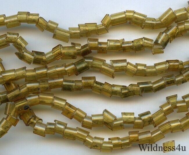 WHIMSY ANTIQUE Gold Topaz Amber Glass GOOSEBERRY hollow BUGLE BEADS whimsical  ANTIQUE CZECH - фотография #4