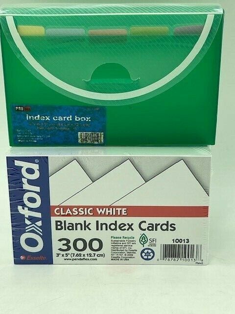 Oxford Blank Index Cards 3" x 5" White 300/Pk ~ Green 5-Tabbed Card Holder LOT 2 Oxford 10013 - фотография #8