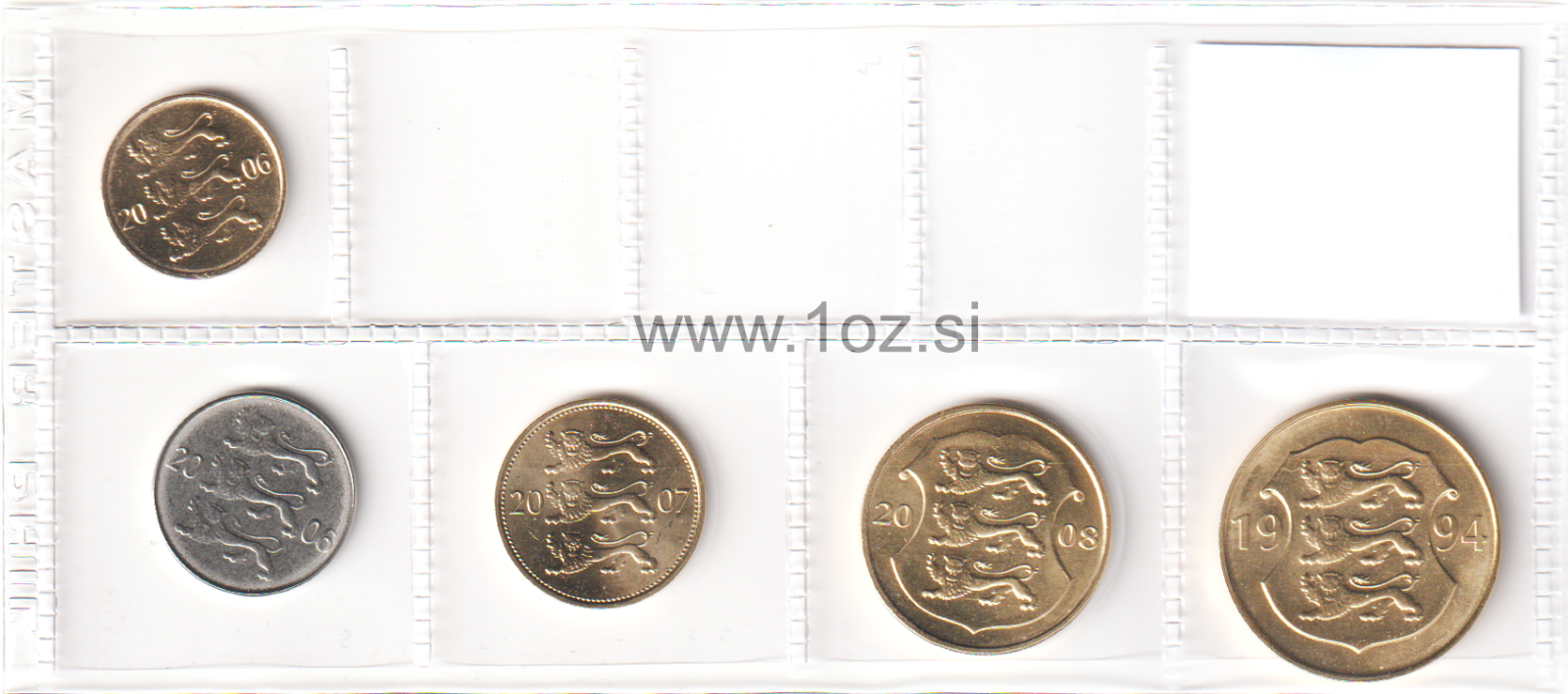 ESTONIA SET 1994 / 2008 - 5 coins (10, 20, 50 SENTI + 1, 5 KROONI) UNCIRCULATED Без бренда - фотография #2