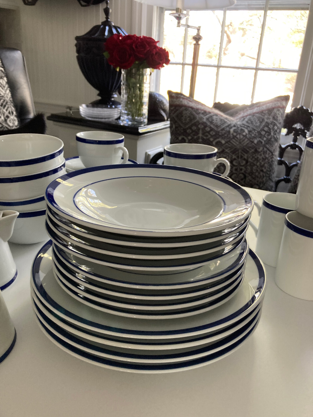 NEW 30pc SET! WILLIAMS SONOMA BRASSERIE BLUE & WHITE PORCELAIN DINNERWARE JAPAN Williams-Sonoma - фотография #20