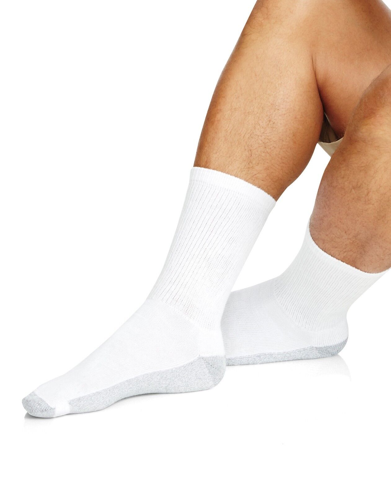 Hanes Premium Men's Crew Socks White Black Gray Socks Size:10-13/Shoe Size:6-12 Hanes - фотография #2