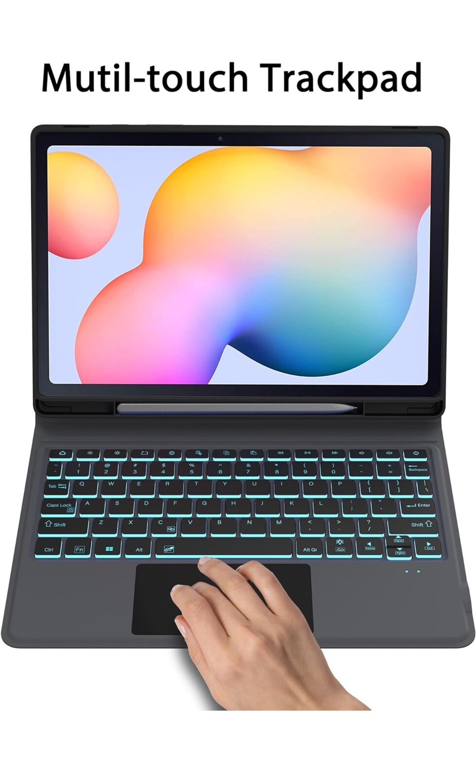 Galaxy Tab S6 Lite Case with Keyboard - Multi-Touch Trackpad, 7 Color Backlight Heapao Does Not Apply - фотография #5
