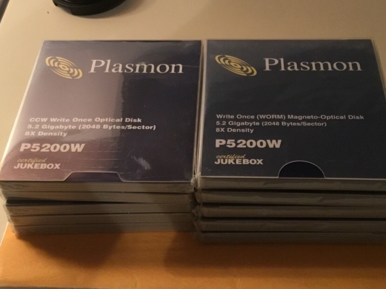 New Lot of 10 Plasmon P5200W CCW Write Once Magneto Optical Disks 5.2gb Plasmon P5200W