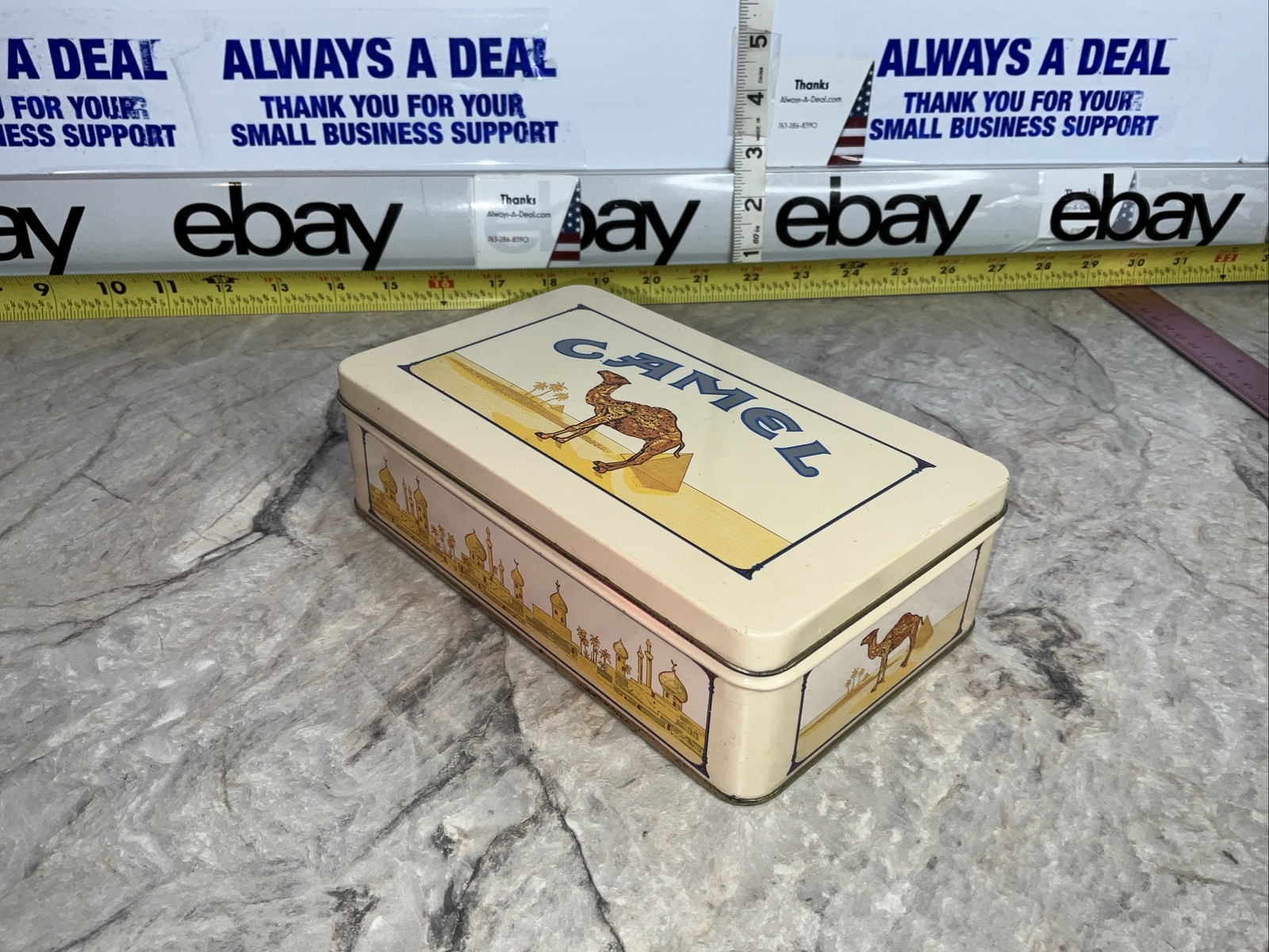 Vintage Camel 80’s Tin SMOKIN' JOE'S Rectangle Metal Tin CAMEL 50 Matches Beige Smokin' Joe's Racing - фотография #6