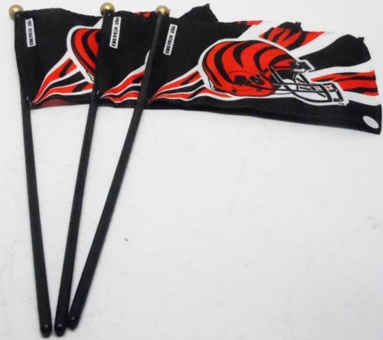 Cincinnati Bengals (Lot of 3) 4in x 6in Team Flag on 10in Stick Licensed by NFL Emerson USA