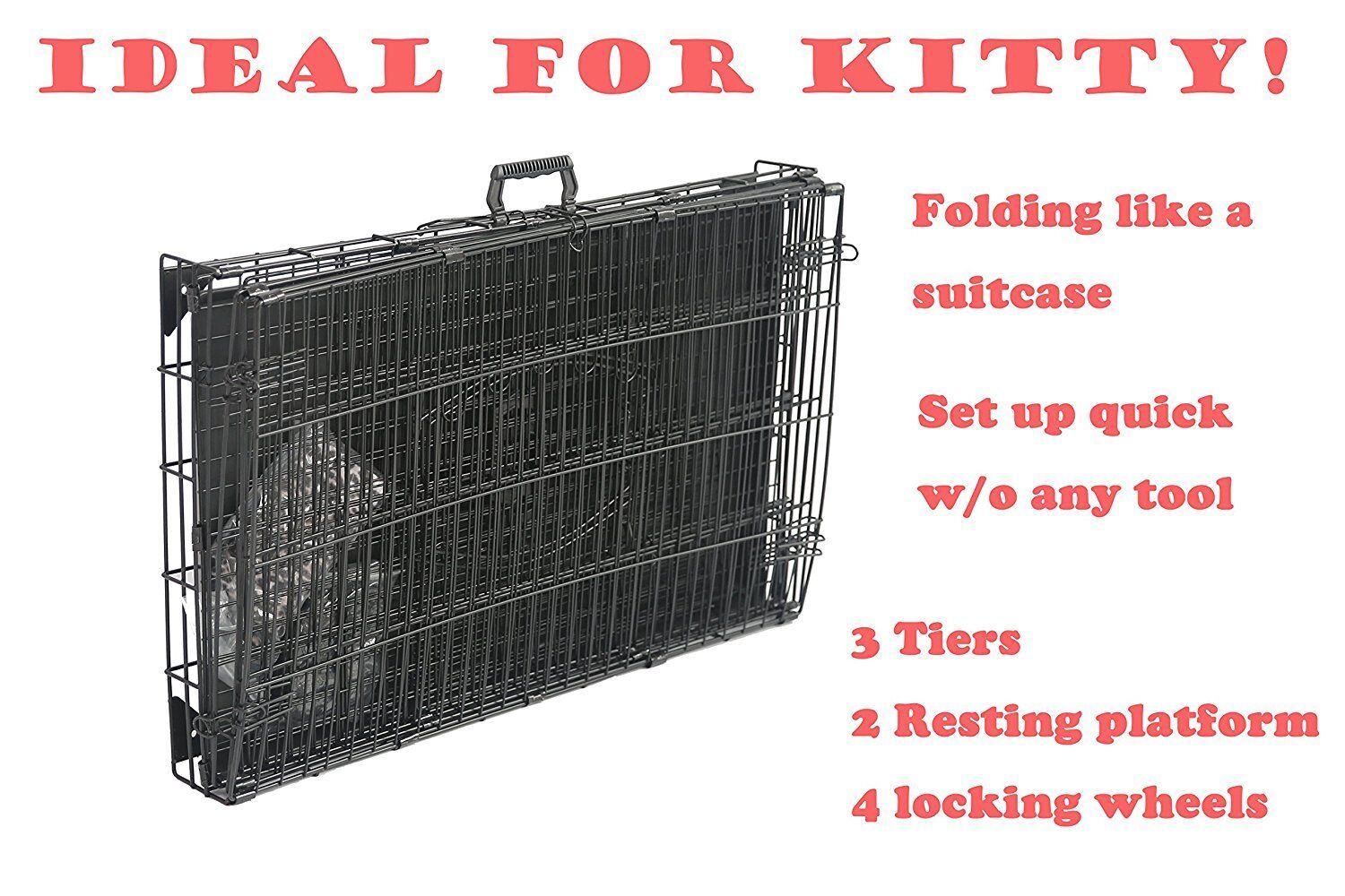 30" New Homey Pet Folding Wire Cat Ferret Chinchilla Cage Crate w Tray &Hammock  Homey Pet Station CT-W41-BLK - фотография #2