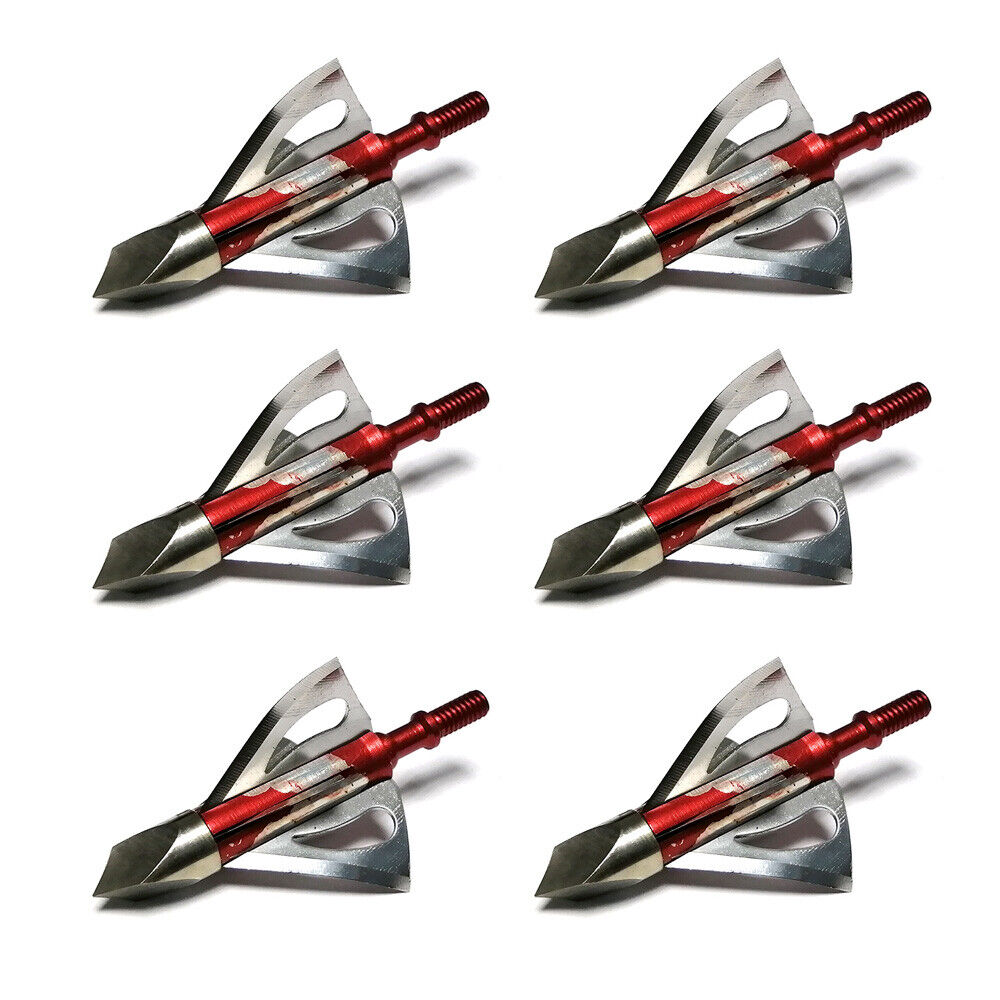 6PCs Red Fixed 6-Blade Broadheads Hunting Bow Archery  Shooting Tip Arrowheads  Unbranded Does Not Apply