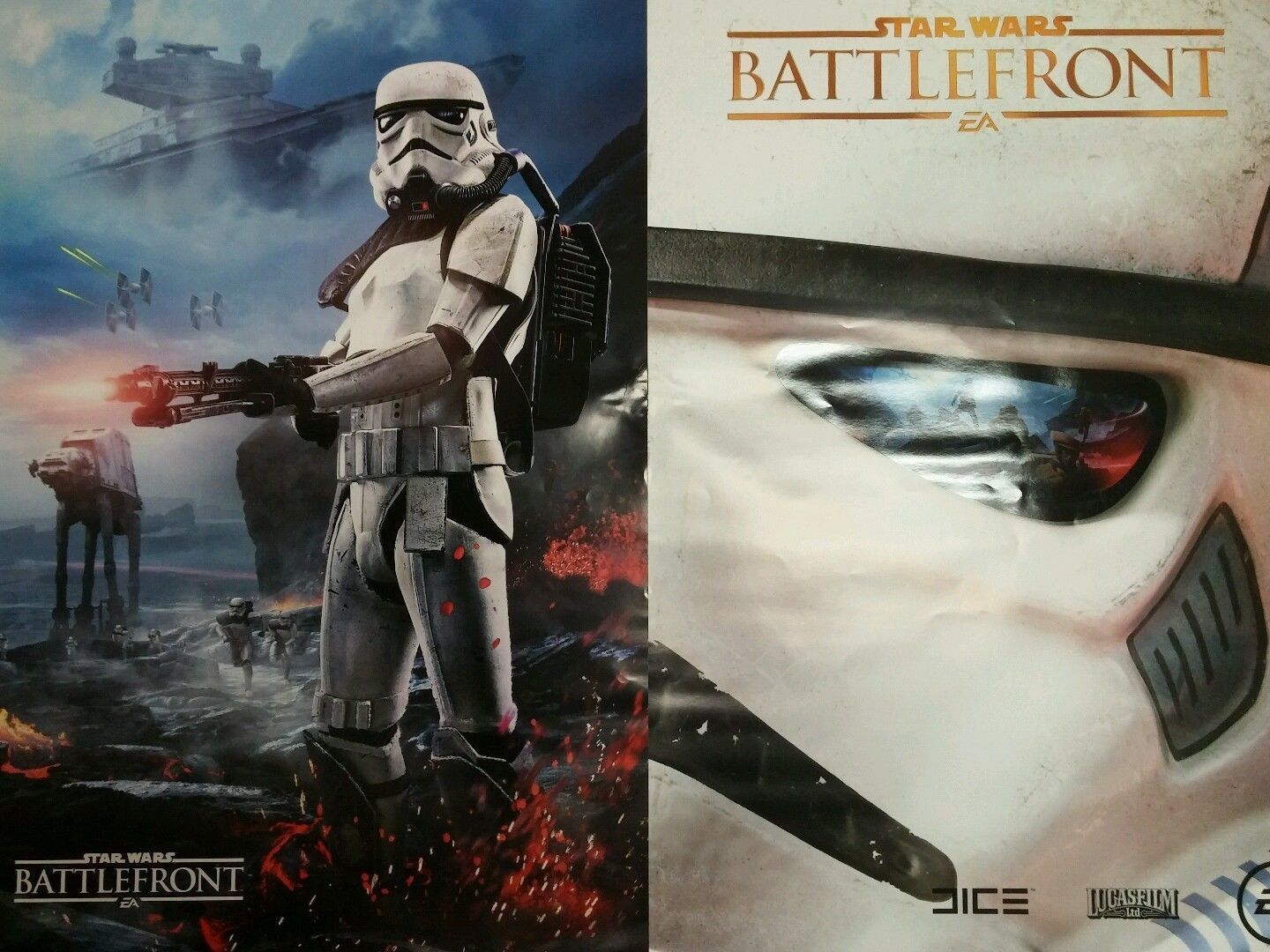 STAR WARS BATTLE FRONT both sides feature image Lot of 2 Video Game Posters Без бренда