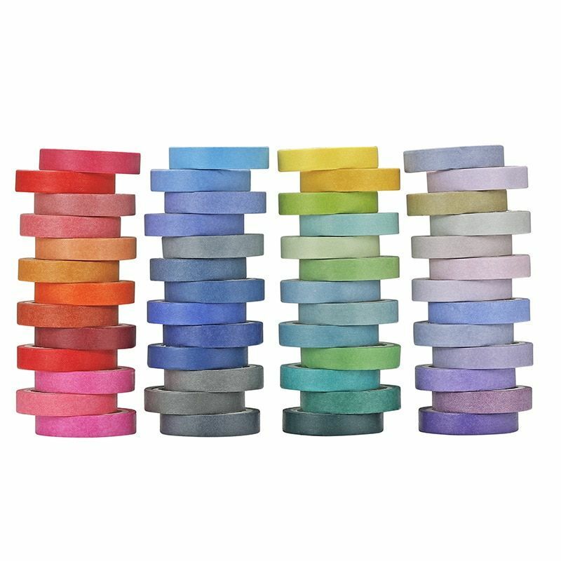 Solid Color Washi Tape Rainbow Masking Tape Decorative Adhesive Tape Sticker 60x Unbranded SolidColor001 - фотография #3