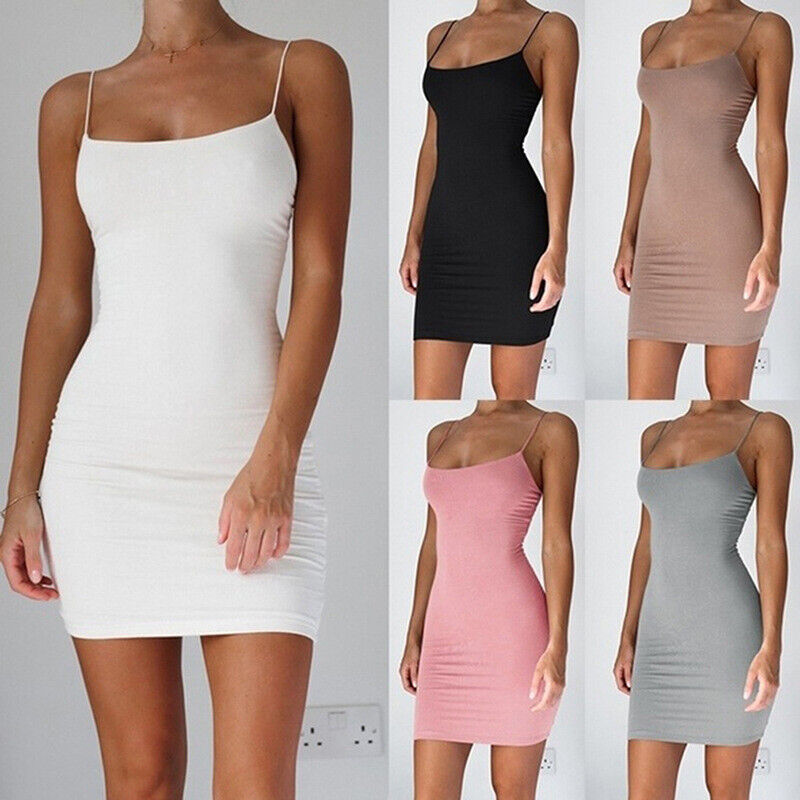 14 Colors Women Spaghetti Strap Bodycon Mini Dress Sexy Party Club Wear Dresses Unbranded Does Not Apply