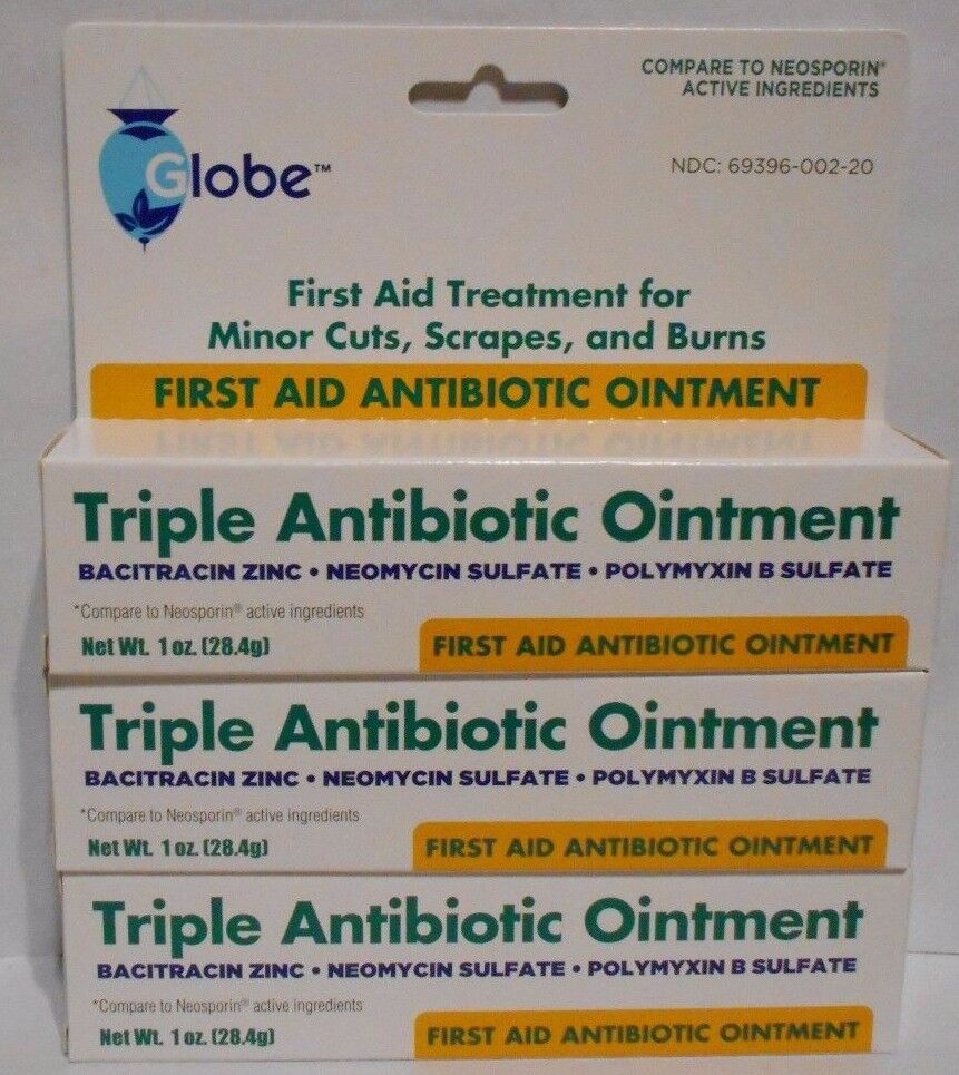 First Aid Triple Antibiotic Ointment 1oz Tube -3 Pack -Expiration Date 09-2024 Globe 40005FBA2