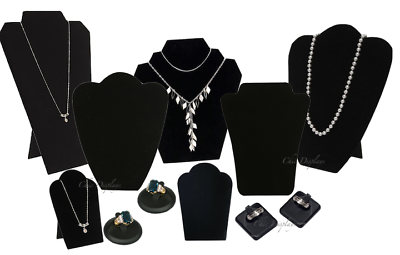 11pc Jewelry Display Set Black Velvet Necklace Holder Ring Displays Easel Stands Unbranded