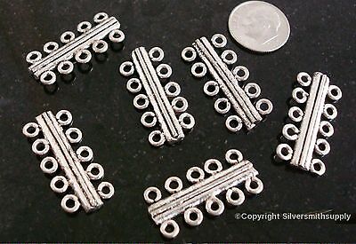 6 Silver plated 5 strand jewelry center piece spacer bars loops both side fpb052 Silversmithsupply.com - фотография #2