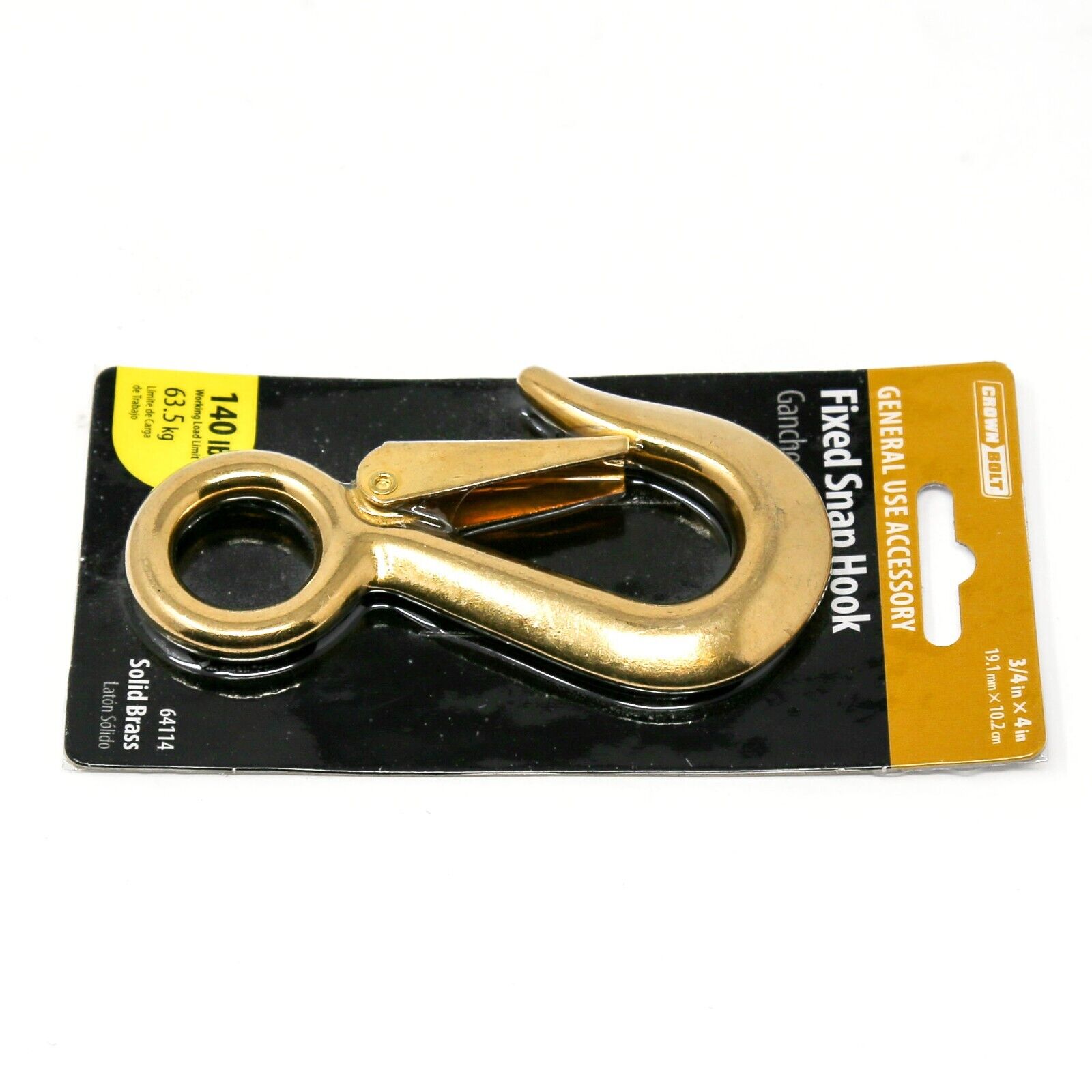 2 pcs Crown Bolt 3/4 x 4 in. Boat Snap Hook with Round Fixed Eye Solid CROWN BOLT 64114 - фотография #3