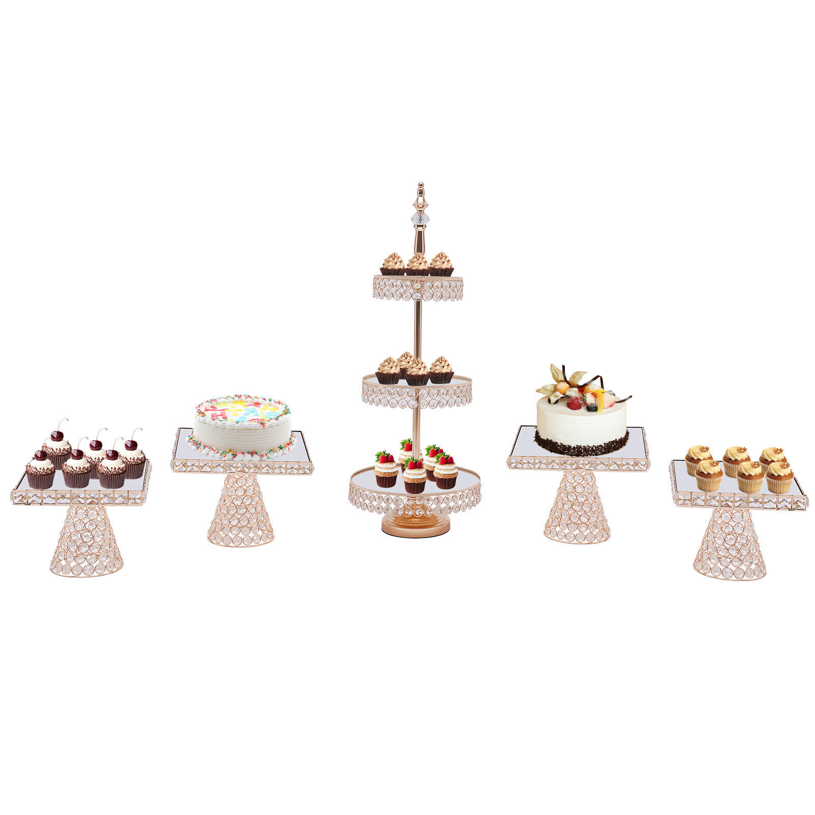 5pcs 3-tier Cake Plate Holder Crystal Dessert Display Stand For Birthday Decor  Unbranded N/A - фотография #8