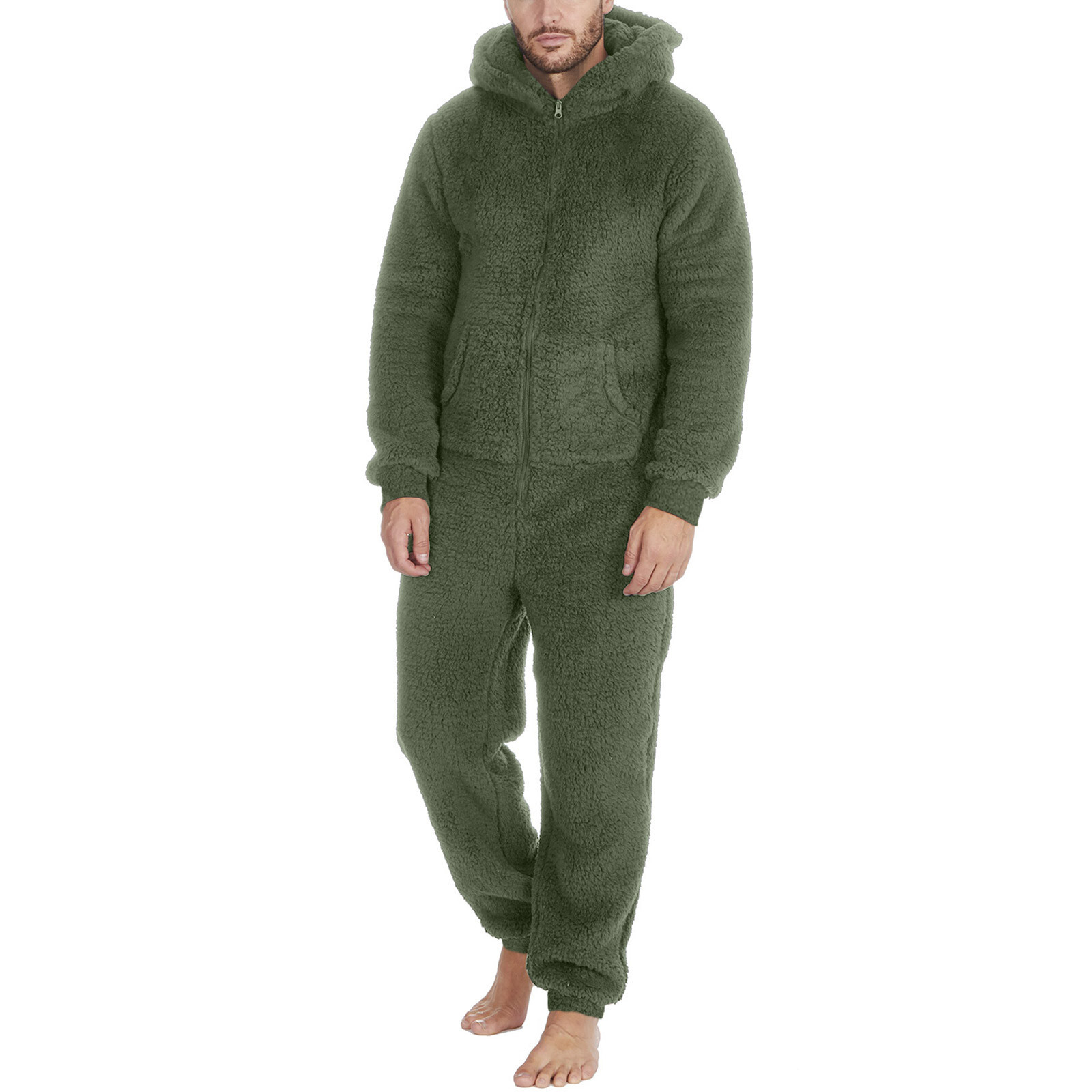 Men Artificial Wool Long Sleeve Pajamas Casual Jumpsuit Pants for Men Formal Unbranded Does Not Apply - фотография #15
