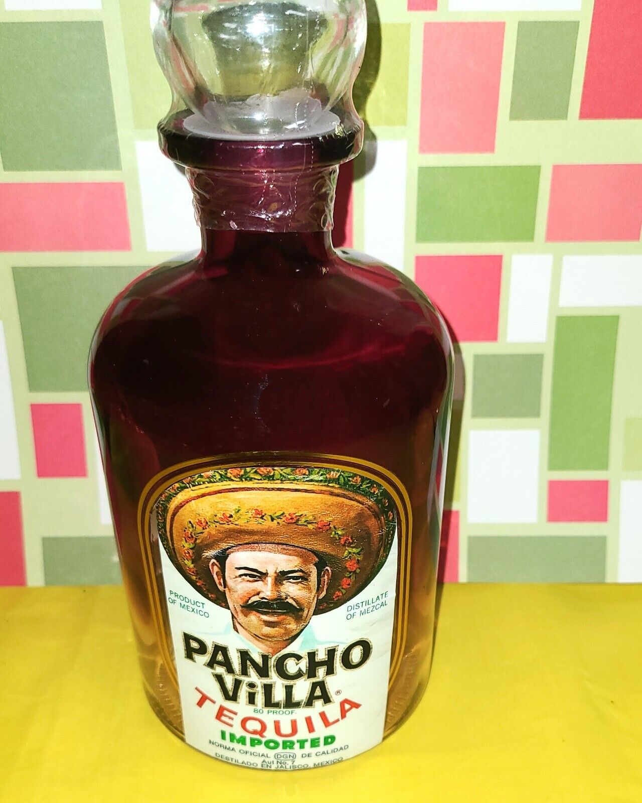PANCHO VILLA TEQUILA  Label  Purple Glass Decanter bottle with stopper Pancho Villa Tequila - фотография #3