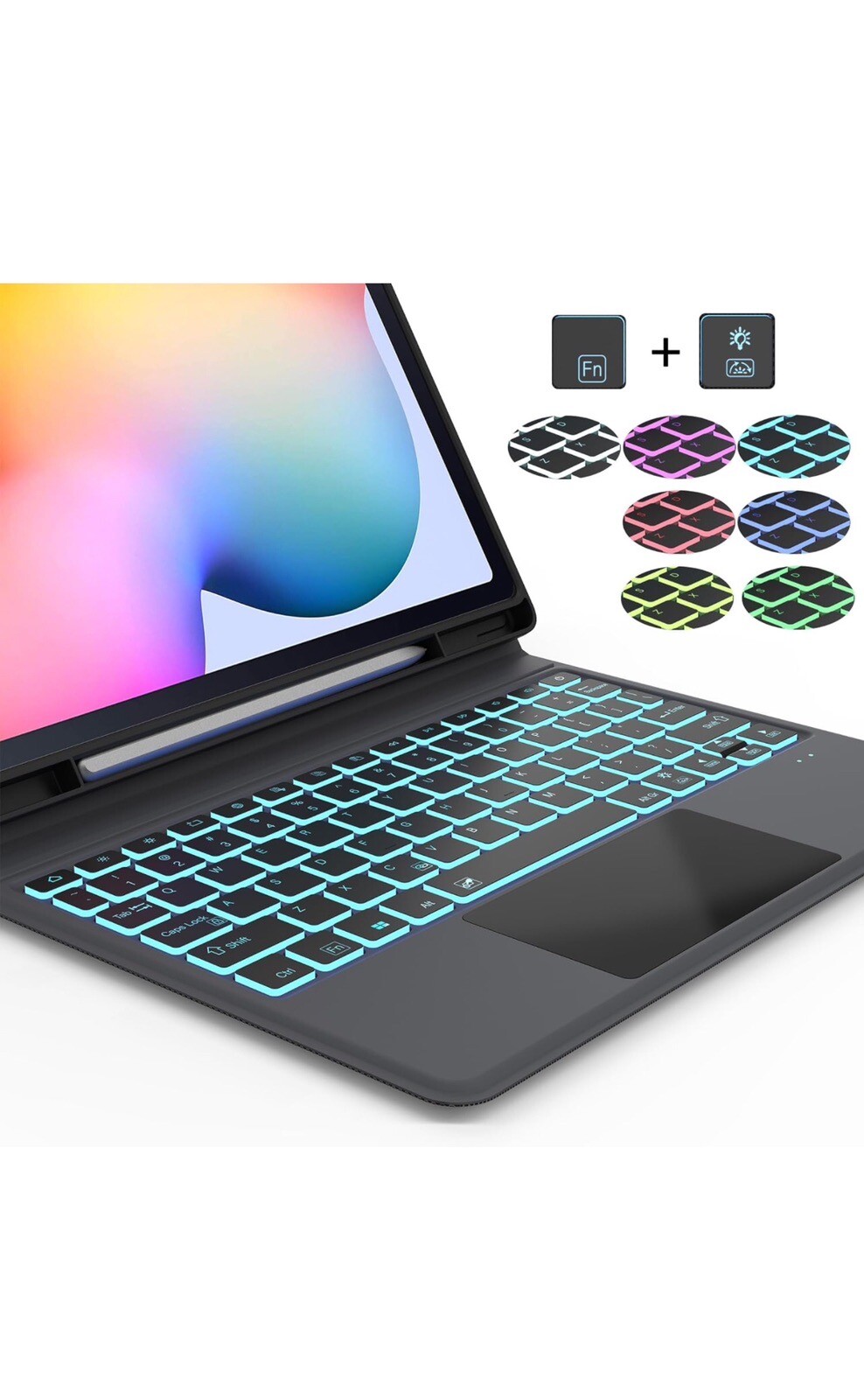 Galaxy Tab S6 Lite Case with Keyboard - Multi-Touch Trackpad, 7 Color Backlight Heapao Does Not Apply - фотография #6