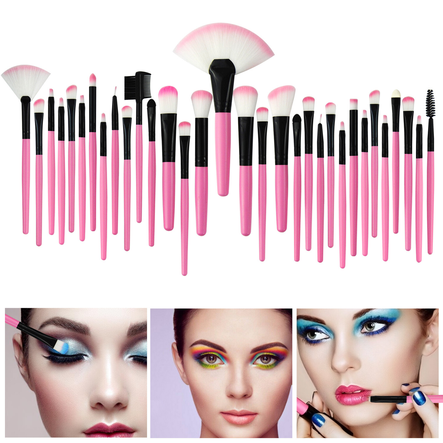 32pcs Professional Soft Cosmetic Eyebrow Shadow Makeup Brush Tool Set Kit Bag US YUWAKU Does not apply - фотография #9