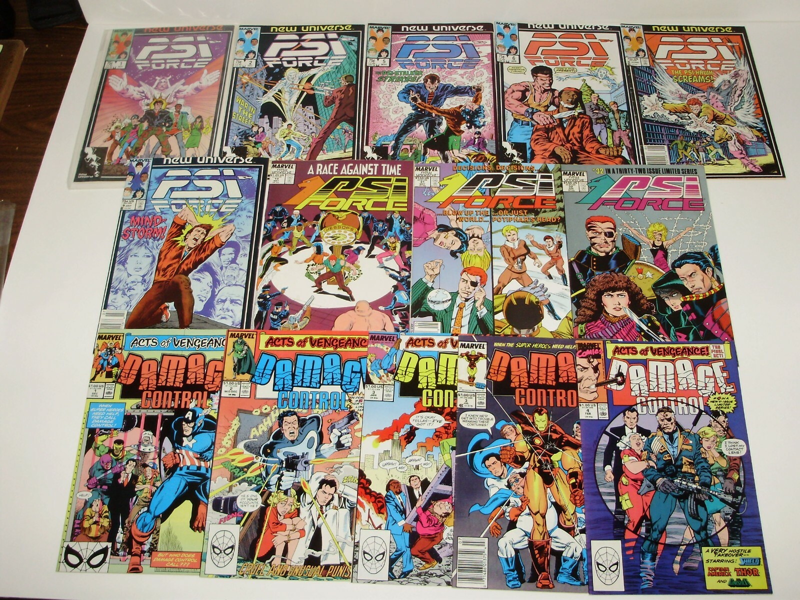 PSI FORCE & DAMAGE CONTROL LOT, 14 issues, Marvel Comics, New Universe  Без бренда