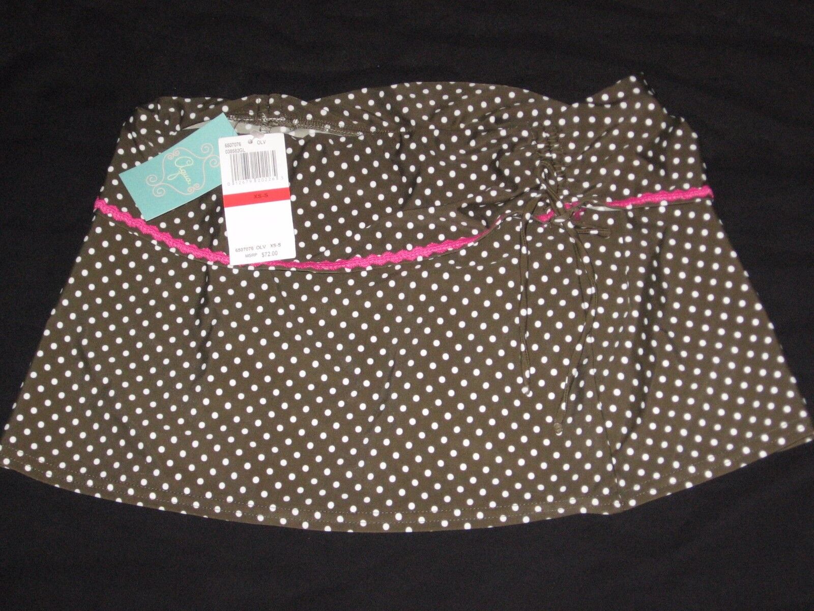 Swim Skirt Olive Green W/ White Polka Dots.Size :XS-S AQUA